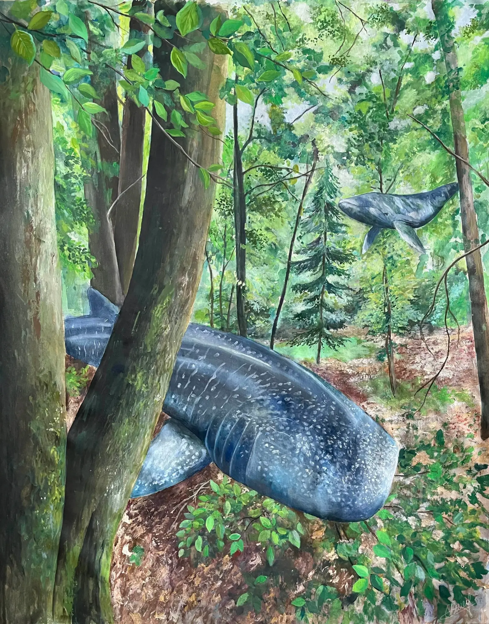 "Baleines", acrylique & huile sur toile - 2023, 88 x 114 cm - © Gayanée Béreyziat