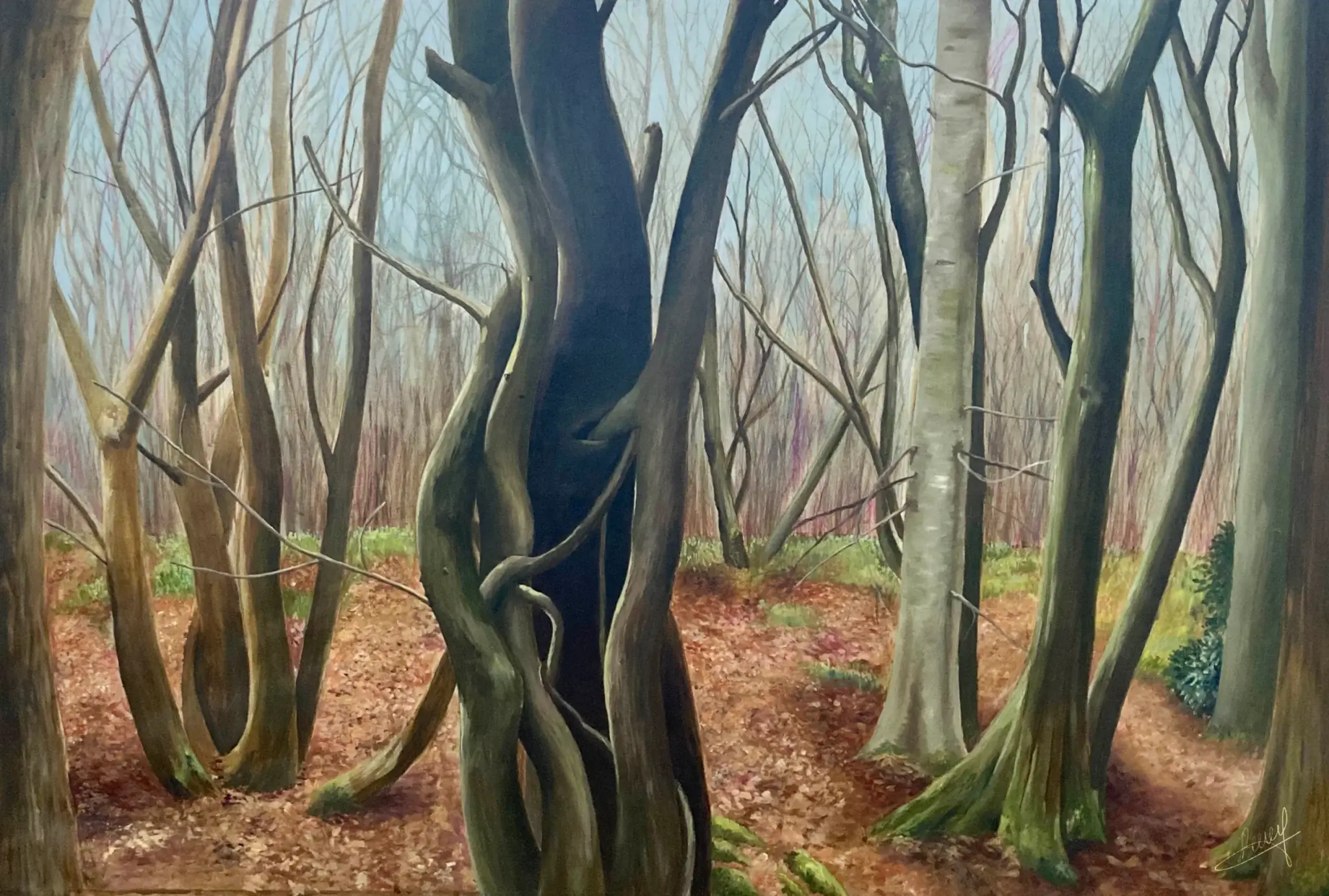 "Forêt", acrylique et huile sur papier - 2023, 110 x 75 cm - © Gayanée Béreyziat