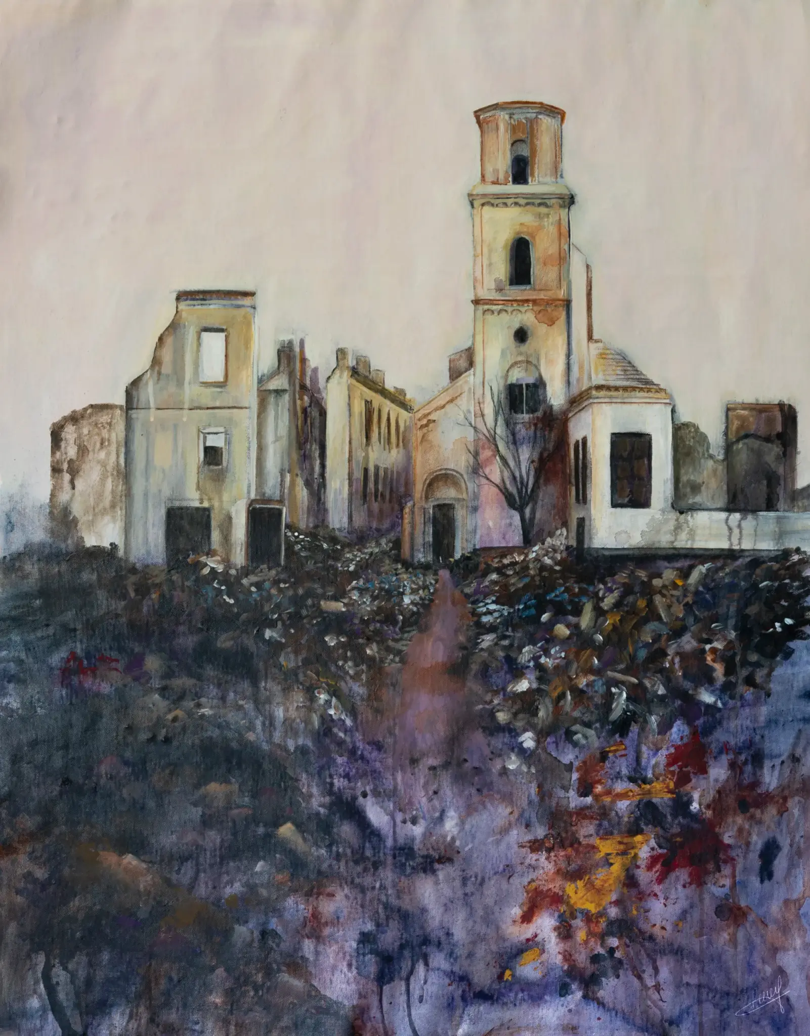 "Incendie de Smyrne 3" - acrylique sur toile - 2022, 73 x 91 cm © Gayanée Béreyziat