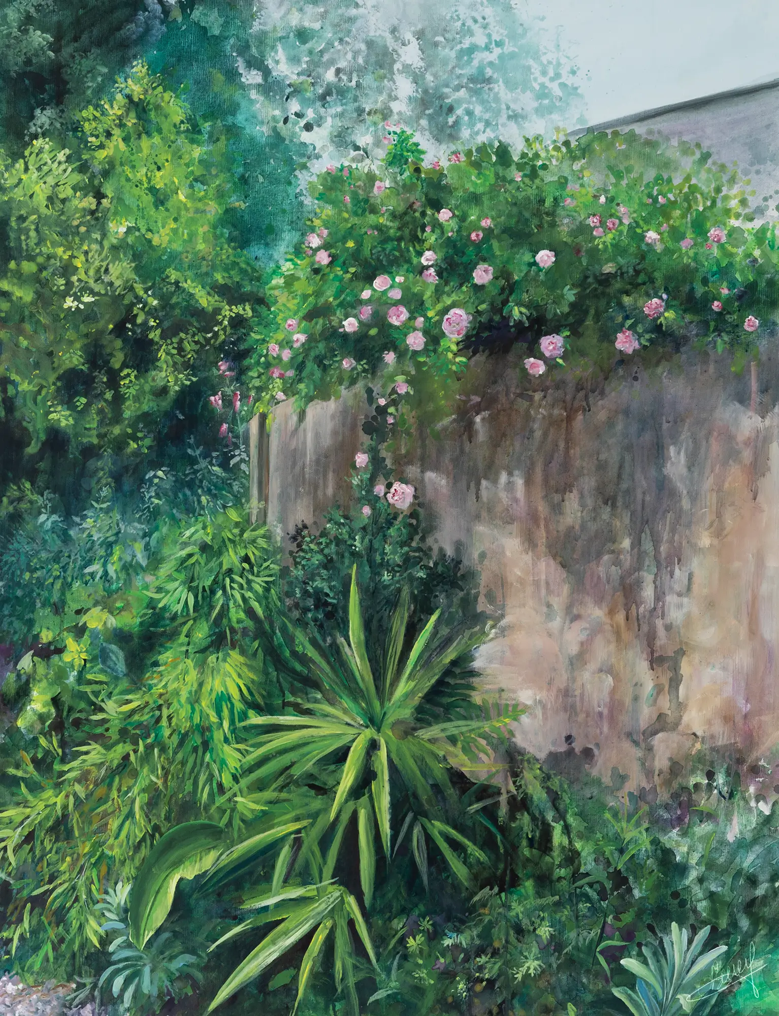 "Le rosier de Pépé Saint-Paul", acrylique sur toile - 2024, 88 x 112 cm - © Gayanée Béreyziat