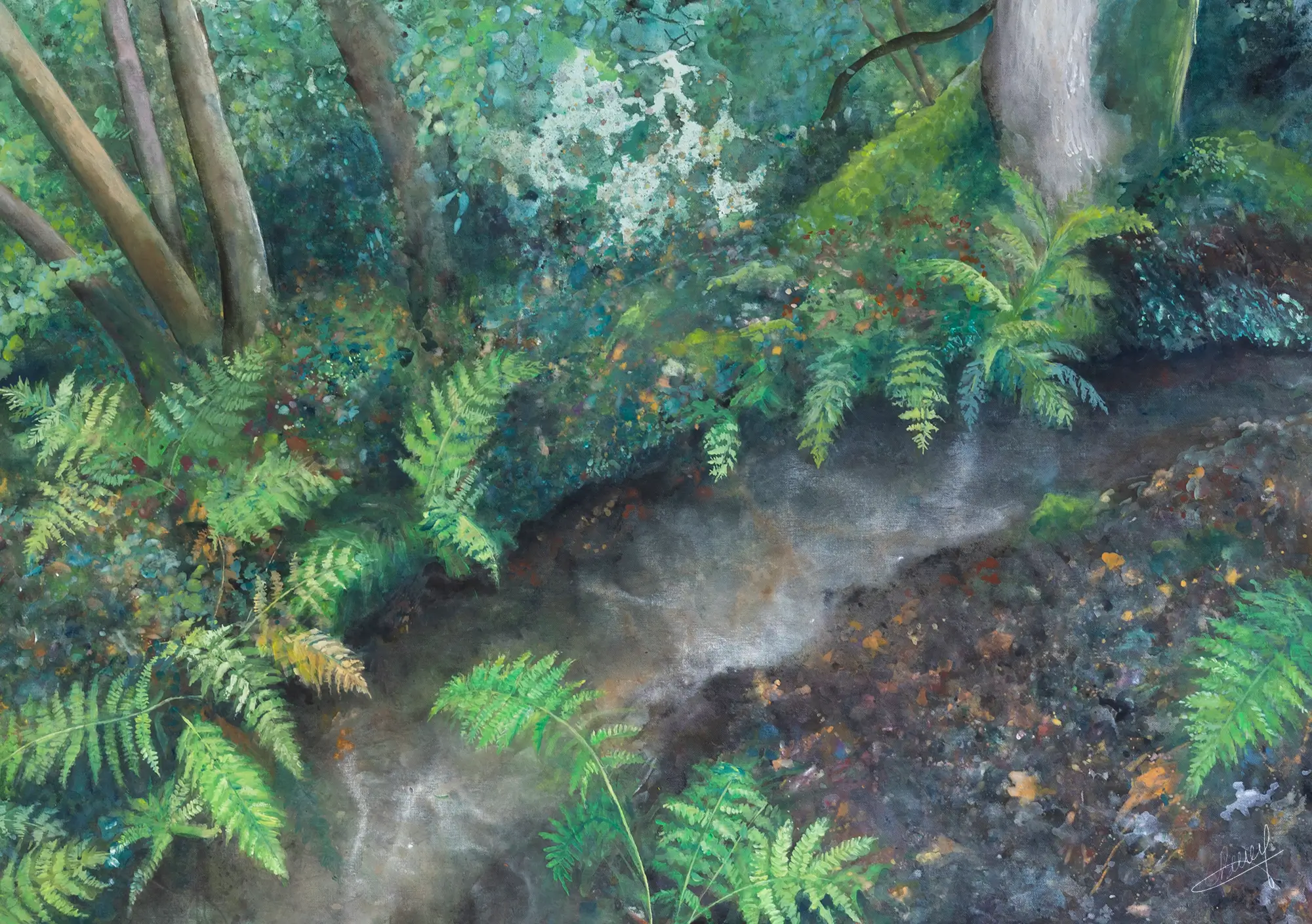 "Le ruisseau de Patricia" - acrylique sur toile - 2024, 112 x 78 cm - ©Gayanée Béreyziat