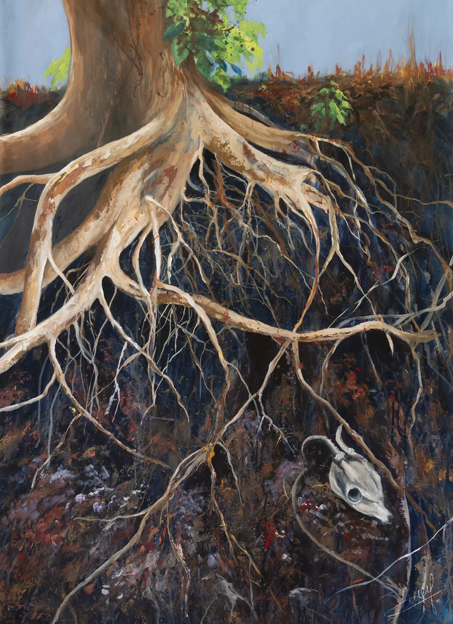 "Racines" - acrylique sur toile - 2023, 90 x 120 cm - © Gayanée Béreyziat